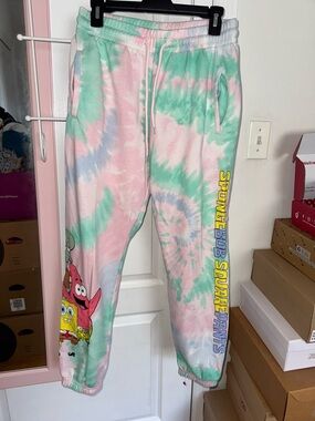 Nickelodeon SpongeBob Tie-Dye Pink Green Blue Sweatpants